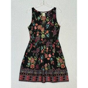 American Rag Cie Sleeveless Black Floral Dress With Pockets Size Small
